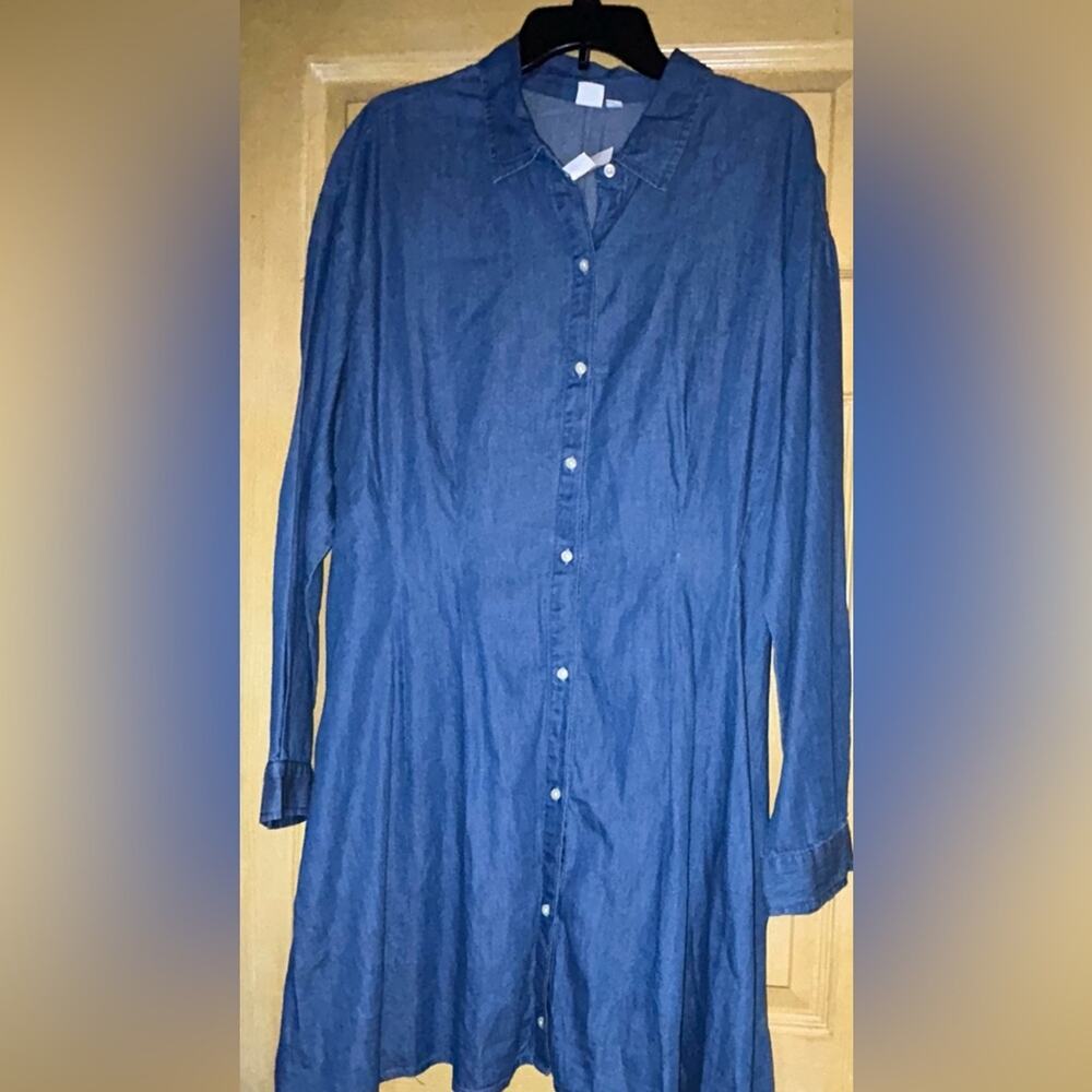 Gap Women's Denim Blue Mini Shirt Dress Size XL Medium Wash Button Front NWT